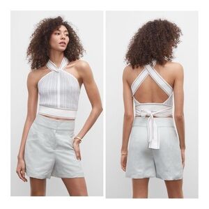 Club Monaco Beige Raeni Cropped Knit Halter Neck Tank Top Size Medium